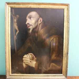 Dipinto Olio su Tavola raffigurante San Francesco in Preghiera